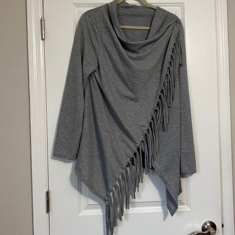 Plus size Women fringe wrap shirt